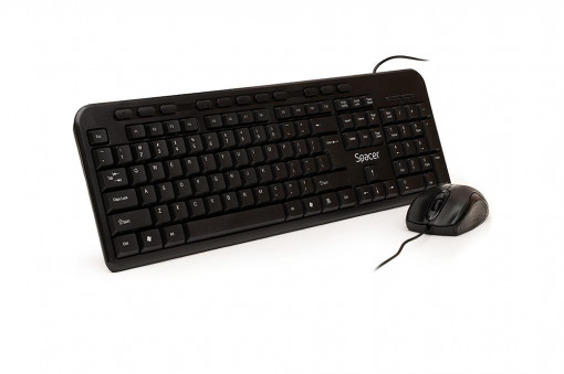KIT Tastatura si Mouse Spacer SPDS-1691 cu fir, USB, tastatura multimedia „SPKB-169" + mouse optic „SPMO-M11", black, „SPDS-1691"