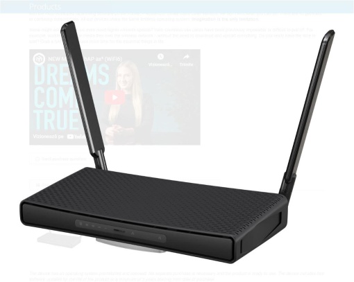 Mikrotik Dual-Band WI-FI 6 Wireless router, AX1800, C53UiG+5HPaxD2HPaxD, Procesor IPQ-6010 cu 4 nuclee, 864 mhz, 1gb RAM, NAND 128 mb, witeza wireless 2.4Ghz: 574Mbit/s, 5Ghz: 1200 Mbit/s, interfata: 4 x 10/100/1000, 1 x 2.5G, 1 x POE out, 1 x USB,