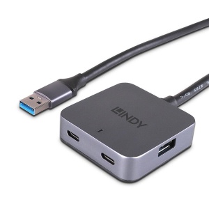 Hub Lindy 4 Porturi, interfata USB 3.2 / 3.1 Gen 1 / USB 3.0, lungime 5m, latime de banda suportata 5Gbs, chipset: VL817-Q7, gri - Img 1