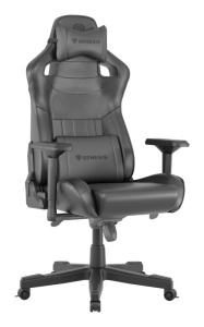Scaun gaming Genesis Nitro 950, material piele ecologica, reglabil pe inaltime, greutate maxima suportata 150 kg, inaltime scaun reglabil 50 - 55 cm, spatar ajustabil 160°, dimensiuni roti 60mm, echipat cu piston cu gaz clasa 4, manere 4D, negru - Img 4