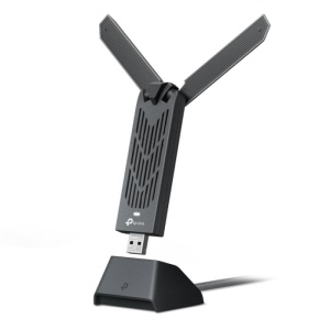 BE6500 High Gain Tri-Band Wi-Fi 7 USB Adapter SPEED: 2882 Mbps at 6 GHz + 2882 Mbps at 5 GHz + 688 Mbps at 2.4 GHz SPEC: 2× High Gain External Antennas, USB 3.0, Cradle with Extension Cable FEATURE: Wi-Fi 7, MU-MIMO, OFDMA, HE160, WPA3, MLO, 4K QAM - Img 3