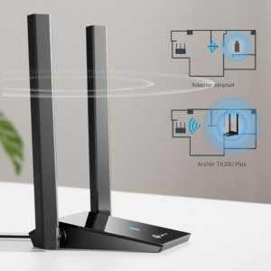 TP-Link ARCHER TX20U Adaptor USB Wireless AX1800 cu două antene High- Gain, Dimesnsiuni; 84 × 156.3 × 19.2 mm, Standarde Wireless: IEEE 802.11a/b/g/n/ac/ax, Rada semnal: 2.4 GHz: 574Mbps, 5 GHz: 1201Mbps, Securitate Wireless: WEP, WPA/WPA2/WPA3, - Img 2