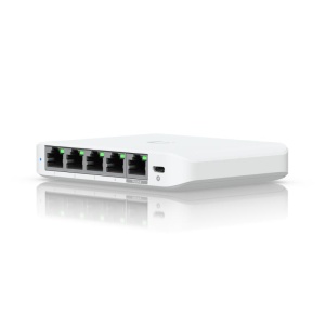 Ubiquiti USW-Flex-2.5G-5, 5 porturi RJ45 1/2.5 GbE, capacitate 25 Gbps, 1 adaptor de alimentare AC, 5V DC, 1A, 1 PoE (PairA 1, 2+; 3, 6-)(PairB 4, 5+; 7, 8-), dimensiuni 117.1 x 90 x 21.2 mm (4.6 x 3.5 x 0.8") - Img 3