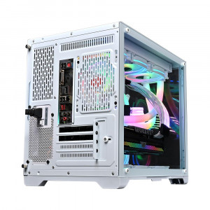 Carcasa 1STPLAYER MV6 Mid Tower ARGB ALB, Tempered Glass, Sloturi Expansiune 4, Drive Bays: 2x3.5"HDD 3x2.5"SSD, Ventilatoare Suportate: 9 (spate: 1x120mm, fata: 2x120mm, sus: 3x120mm, jos: 3x120mm), Format Placa De Baza Suportat: Micro-ATX, ITX, Lungime - Img 3