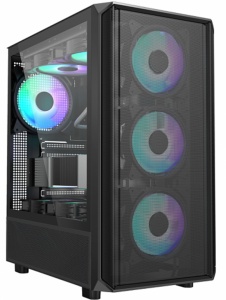 Carcasa gaming Serioux Vanguard, tip middle tower, capac superior cu filtru magnetic de praf, panoul lateral: sticla securizata, sasiu: SPCC 0.5T, USB2.0x2+HD Audio, USB 3.0 x1, porturi rezervate pentru ventilator:, față: 3 x ventilatoare fix de - Img 1