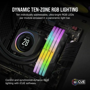 CR VENGEANCE® RGB 32GB (2x16GB)RGB DDR5 DRAM 6400MHz C32 Memory Kit — Black XMP 3.0 SPD Latency 40-40-40-77 SPD Voltage 1.1V Tested Voltage 1.40V https://www.corsair.com/us/en/p/memory/cmh32gx5m2b6400c32/vengeance- - Img 10