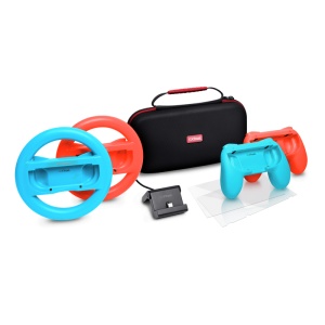 Pachet accesorii Trust pentru conosola Nintendo Switch, pachetul contine: husa de transport, 2 x prinderi Joy-Con, 2 x volan, sticla securizata pentru Switch, sticla securizata pentru Switch OLED, stand de incarcare, cablu USB-C-A, manual de utilizator - Img 1