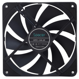 Ventilator Spacer 140mm, 1400RPM, conector 3 pin, tip rulment hidraulic, voltaj 12V DC, negru - Img 1