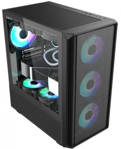 Carcasa gaming Serioux Vanguard, tip middle tower, capac superior cu filtru magnetic de praf, panoul lateral: sticla securizata, sasiu: SPCC 0.5T, USB2.0x2+HD Audio, USB 3.0 x1, porturi rezervate pentru ventilator:, față: 3 x ventilatoare fix de - Img 2