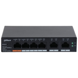 Dahua desktop switch, 6 porturi Gigabit, 4 porturi POE, CS4006-4GT-60, Port 1-4: 4 × RJ-45 10/100/1000 Mbps (POE), Port 5-6: 2 × RJ-45 10/100/1000 Mbps (uplink), Cloud managed, Layer 2, Switching Capacity: 12Gbps, Packet Forwarding Rate: 8.93 Mpps, - Img 2