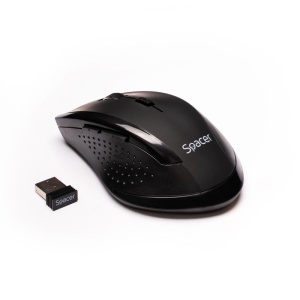 MOUSE Spacer, PC sau NB, fara fir, USB 2.4 GHz, optic, 800/ 1200/1600 dpi, butoane/scroll 6/1, rezolutie selectabila, negru, SPMO-W02 - Img 1