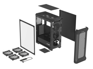 Carcasa GENESIS IRID 505 V2 Mid Tower ARGB NEGRU, Tempered Glass, Sloturi Expansiune 8, Drive Bays: 2x3.5" 7x2.5", Ventilatoare Suportate: 6 (spate: 1x120mm, fata: 3x120mm sau 2x140mm, sus: 2x120mm sau 2x140mm), Ventilatoare Incluse: 4 (4x120mm OXAL - Img 9
