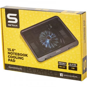 Cooling pad Serioux, SRXNCPN19, Dimensiuni: 330*250*27mm, Compatibilitate maxima laptop: 15.6 inch, Dimensiune ventilator: 125*125 *15mm, Nivel zgomot: 46dB, Flux aer: 20CFM, Tensiune alimentare: DC 5V, Viteza rotatie maxima: 1000 RPM, Greutate neta: - Img 1
