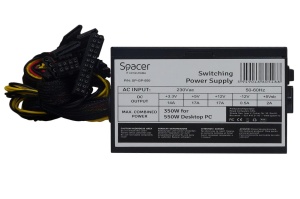 Sursa Spacer ATX 550, 350W for 550 Desktop PC, PFC pasiv, fan 120mm, 1x PCI-E (6), 4x S-ATA, 1x P8 (4+4), retail box, „SP-GP-550” - Img 3