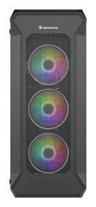 Carcasa GENESIS IRID 505 V2 Mid Tower ARGB NEGRU, Tempered Glass, Sloturi Expansiune 8, Drive Bays: 2x3.5" 7x2.5", Ventilatoare Suportate: 6 (spate: 1x120mm, fata: 3x120mm sau 2x140mm, sus: 2x120mm sau 2x140mm), Ventilatoare Incluse: 4 (4x120mm OXAL - Img 2