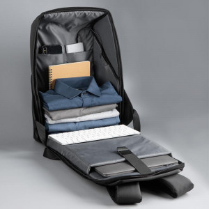 Rucsac notebook Serioux, SMART TRAVEL ST9590, dimensiuni 31 x 16 x 46 cm, rezistent la apa, compartimente multiple, compartiment separat pentru notebook: max. 15.6", bretele ajustabile, port de încărcare USB, buzunar ascuns la spate, material poliester - Img 4