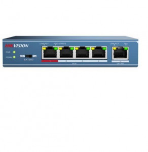 Switch Hikvision DS-3E0105P-E(B), 4-port, PoE - Img 1