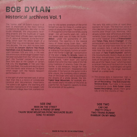 Bob Dylan – албум Historical Archives Vol. 1 - Img 2