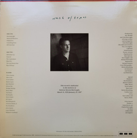 Chris Burroughs ‎– албум West Of Texas - Img 3