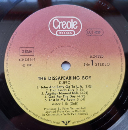 Duffo ‎– албум The Disappearing Boy - Img 3