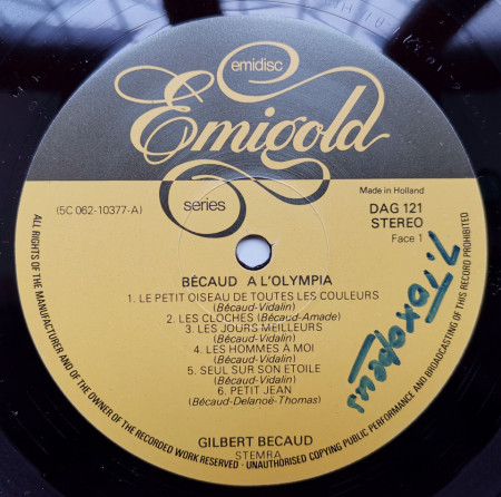 Gilbert Bécaud – албум Bécaud À L&#039;Olympia - Img 3