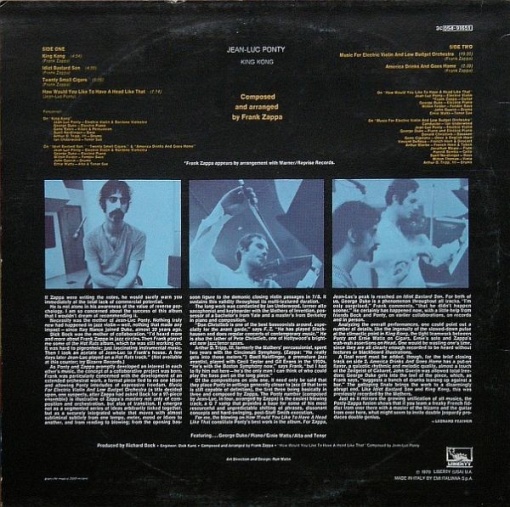 Jean-Luc Ponty – албум King Kong: Jean-Luc Ponty Plays The Music Of Frank Zappa - Img 2