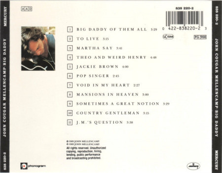 John Cougar Mellencamp – албум Big Daddy (CD) - Img 2