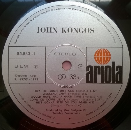 John Kongos – албум Kongos - Img 3