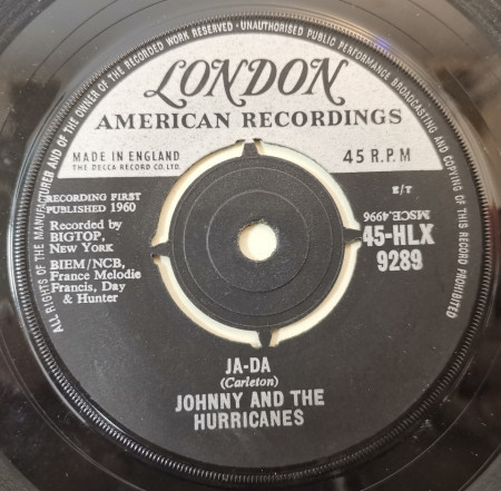 Johnny And The Hurricanes ‎– сингъл Ja-Da / Mr. Lonely