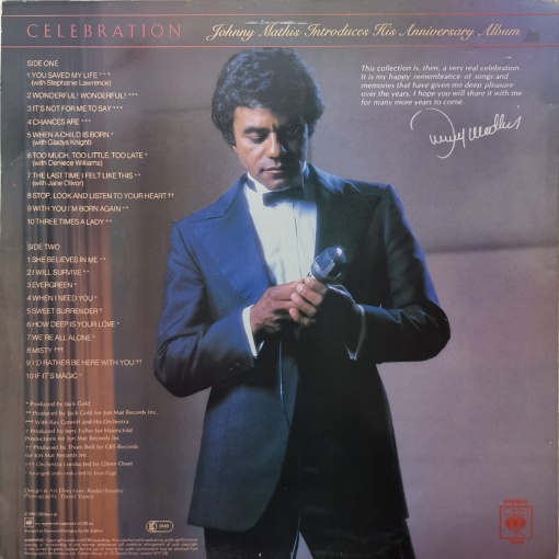 Johnny Mathis – албум Celebration (The Anniversary Album) - Img 3