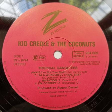 Kid Creole &amp; The Coconuts – албум Tropical Gangsters - Img 3