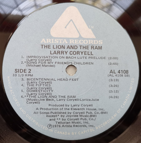 Larry Coryell – албум The Lion And The Ram - Img 3