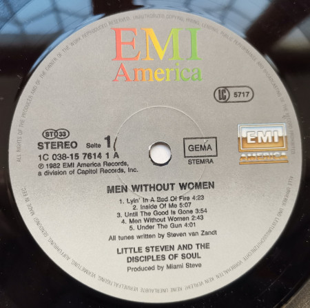 Little Steven And The Disciples Of Soul ‎– албум Men Without Women - Img 3