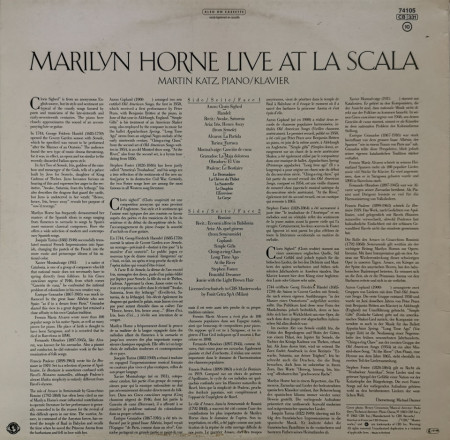 Marilyn Horne, Martin Katz – албум Live At La Scala - Img 2