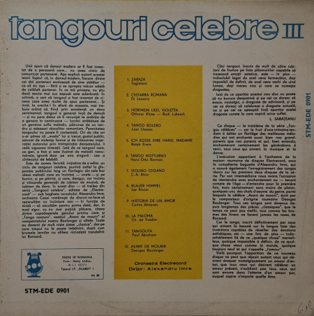 Orchestra Electrecord Dirijor: Alexandru Imre – албум Tangouri Celebre (III) - Img 2