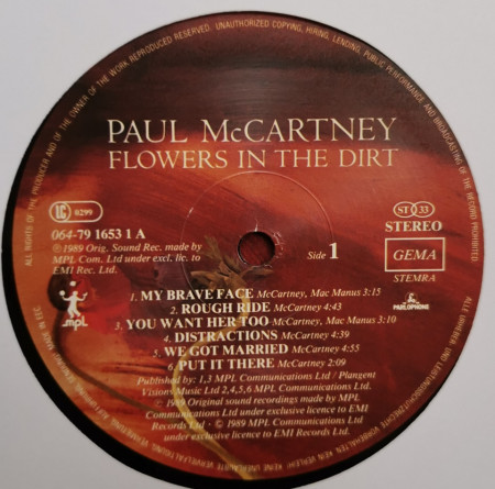 Paul McCartney – албум Flowers In The Dirt - Img 3