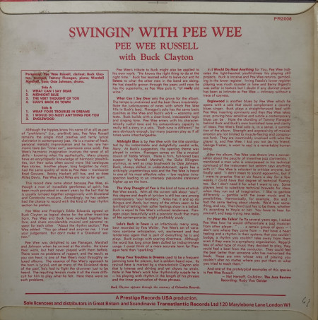 Pee Wee Russell With Buck Clayton – албум Swingin&#039; With Pee Wee - Img 3