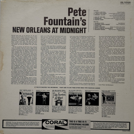 Pete Fountain – албум Pete Fountain's New Orleans At Midnight - Img 2