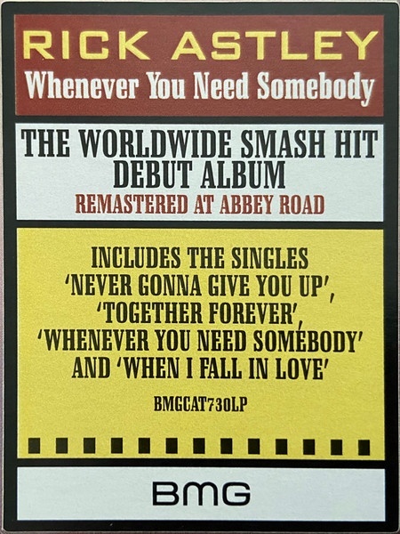 RICK ASTLEY - WHENEVER YOU NEED SOMEBODY - Img 2