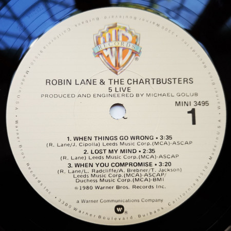 Robin Lane &amp; The Chartbusters ‎– сингъл 5 Live - Img 3