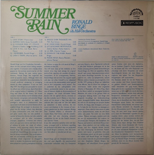Ronald Binge &amp; His Orchestra – албум Summer Rain - Img 3