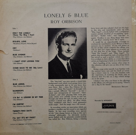 Roy Orbison – албум Lonely And Blue - Img 3