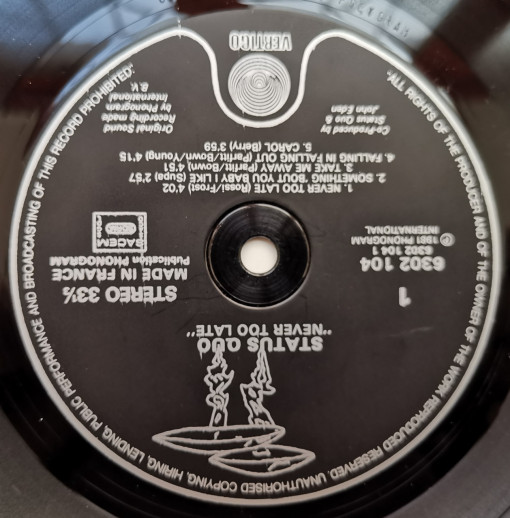 Status Quo – албум Never Too Late - Img 2