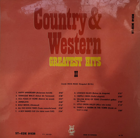 Unknown Artist ‎– албум Country &amp; Western Greatest Hits II - Img 2