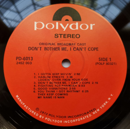 Various ‎– албум Don't Bother Me, I Can't Cope (Original Broadway Cast) - Img 3