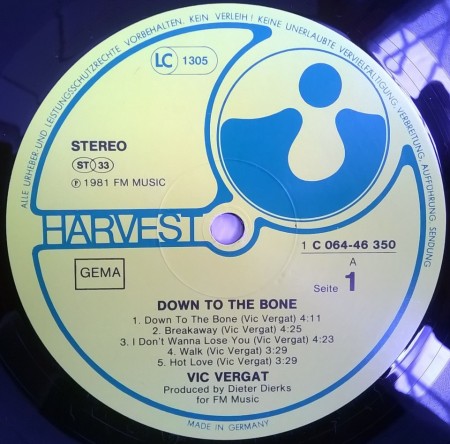 Vic Vergat ‎– албум Down To The Bone - Img 2
