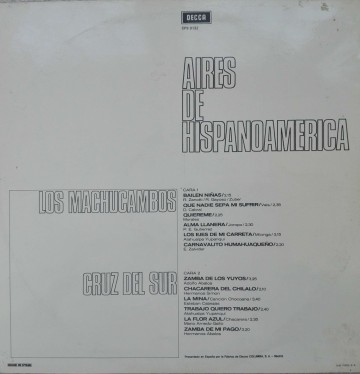 Aires De Hispanoamerica - албум Los Machucambos /Cruz Del Sur - Img 2