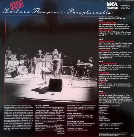 Barbara Thompson's Paraphernalia – албум Live In Concert - Img 2
