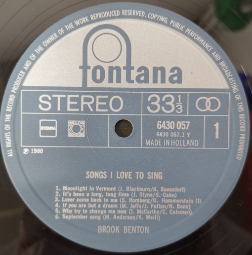 Brook Benton – албум Songs I Love To Sing - Img 2