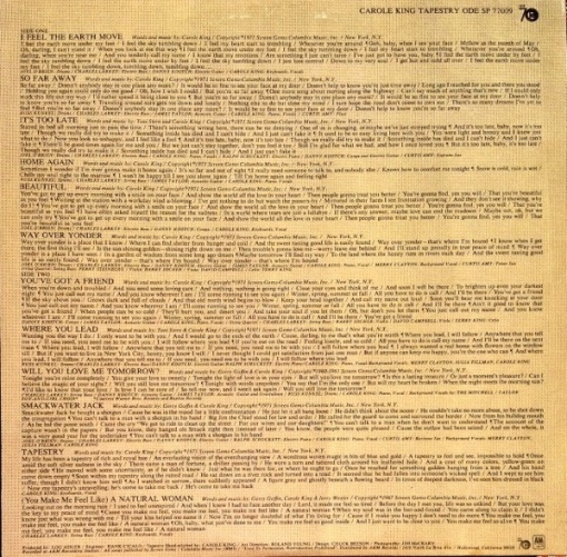 Carole King – албум Tapestry - Img 2